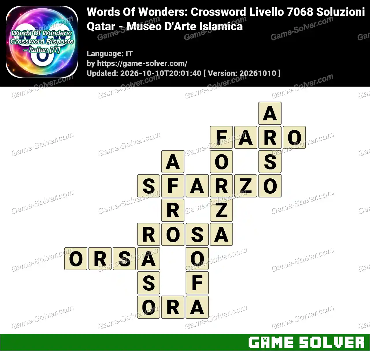 Words Of Wonders: Crossword Livello 7068 Soluzioni – Qatar – Museo D’Arte Islamica